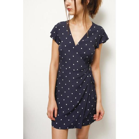 Rails Brenna Wrap Dress Navy Polka Dots Size Small - Picture 10 of 13